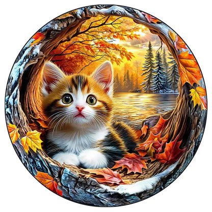 magnifique puzzle circulaire et de forme réaliste I Full Puzzle CHATON ≈140 PCS