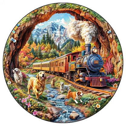 magnifique puzzle circulaire et de forme réaliste I Full Puzzle TRAIN ≈140 PCS