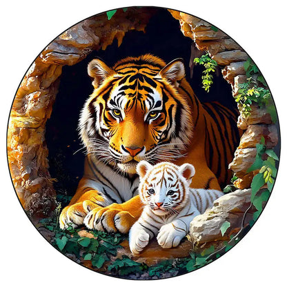 magnifique puzzle circulaire et de forme réaliste I Full Puzzle TIGRE ≈140 PCS