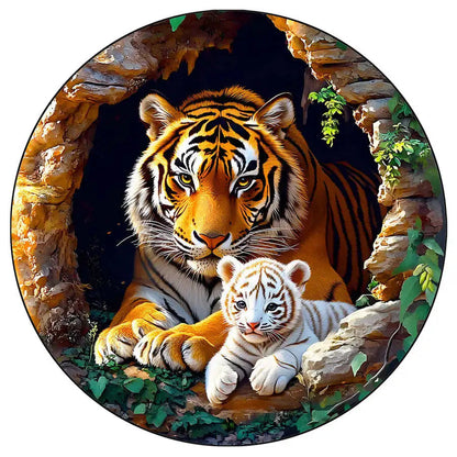 magnifique puzzle circulaire et de forme réaliste I Full Puzzle TIGRE ≈50 PCS