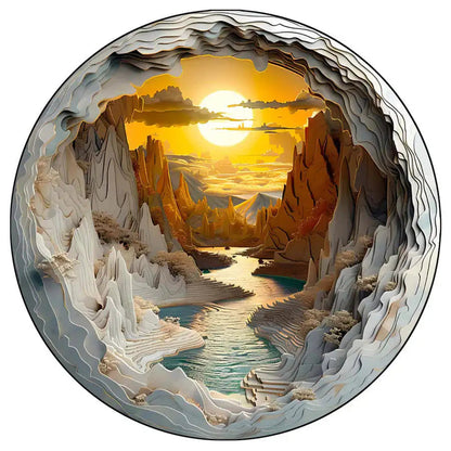 magnifique puzzle circulaire et de forme réaliste I Full Puzzle PAYSAGE ENSOLEILÉ ≈140 PCS