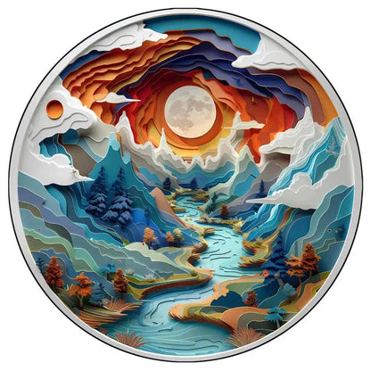 magnifique puzzle circulaire et de forme réaliste I Full Puzzle MONTAGNE ≈140 PCS
