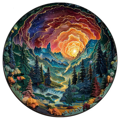 magnifique puzzle circulaire et de forme réaliste I Full Puzzle COUCHÉ DE SOLEIL ≈50 PCS