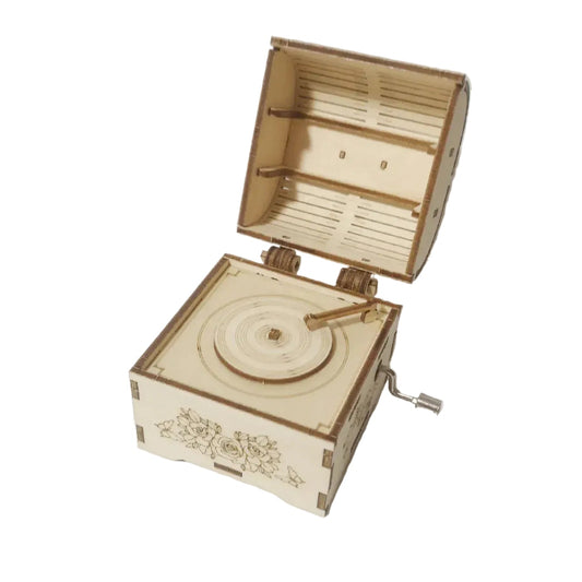 puzzle 3D en bois boite a vinyle et moulin I boutique1one