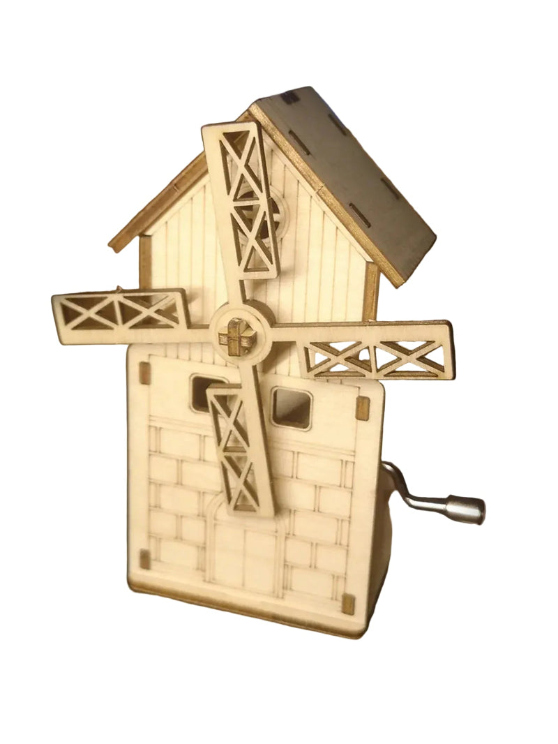 puzzle 3D en bois boite a vinyle et moulin I boutique1one Windmill music box