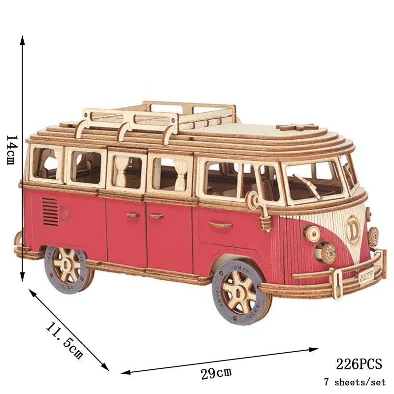 puzzle 3D en bois bus rétro style van I boutique1one