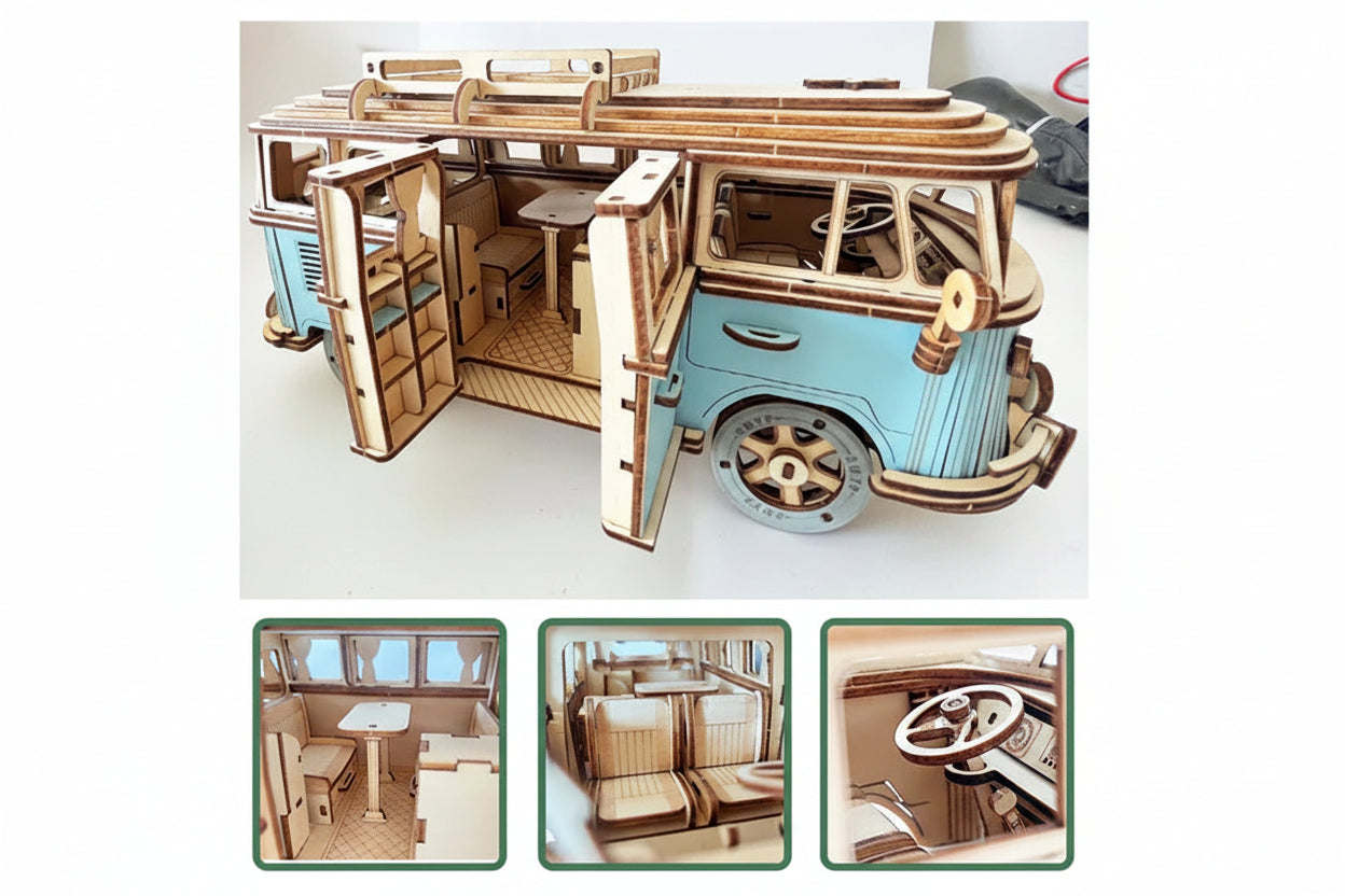puzzle 3D en bois bus rétro style van I boutique1one