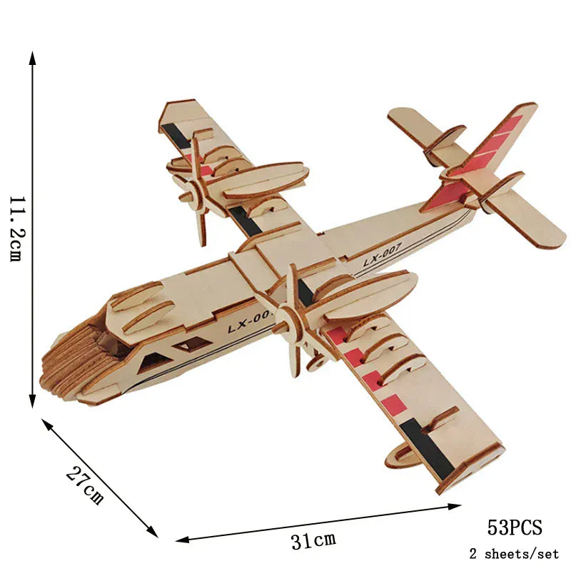 puzzle 3D en bois bus rétro style van I boutique1one Amphibious Bomber / CHINA