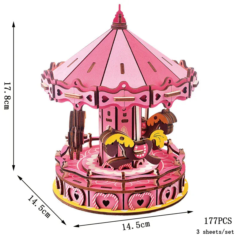 puzzle 3D en bois bus rétro style van I boutique1one Carrousel-II / CHINA