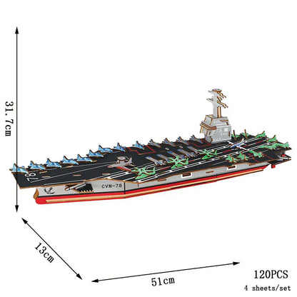 puzzle 3D en bois bus rétro style van I Full Puzzle PORTE-AVIONS