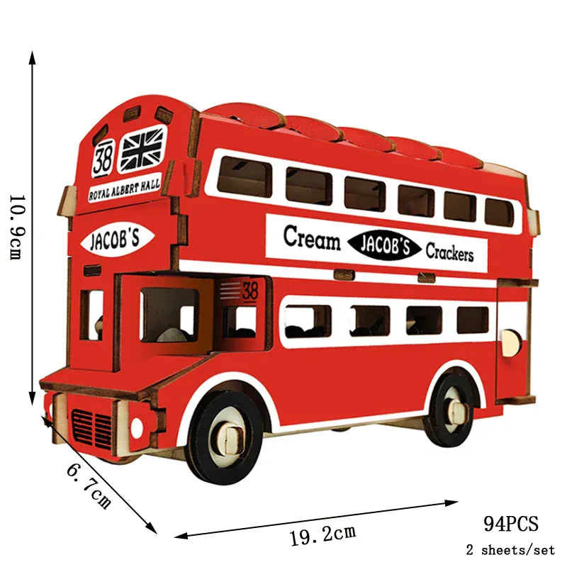 puzzle 3D en bois bus rétro style van I boutique1one Double Decker Bus / CHINA