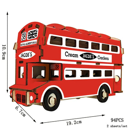 puzzle 3D en bois bus rétro style van I Full Puzzle BUS LONDONIEN