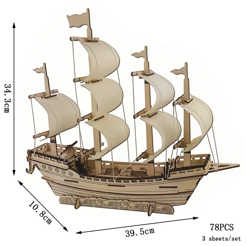 puzzle 3D en bois bus rétro style van I boutique1one Merchant Ship / CHINA