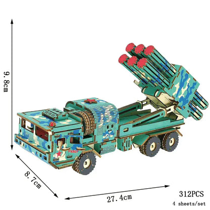 puzzle 3D en bois bus rétro style van I Full Puzzle VÉHICULE MISSILE