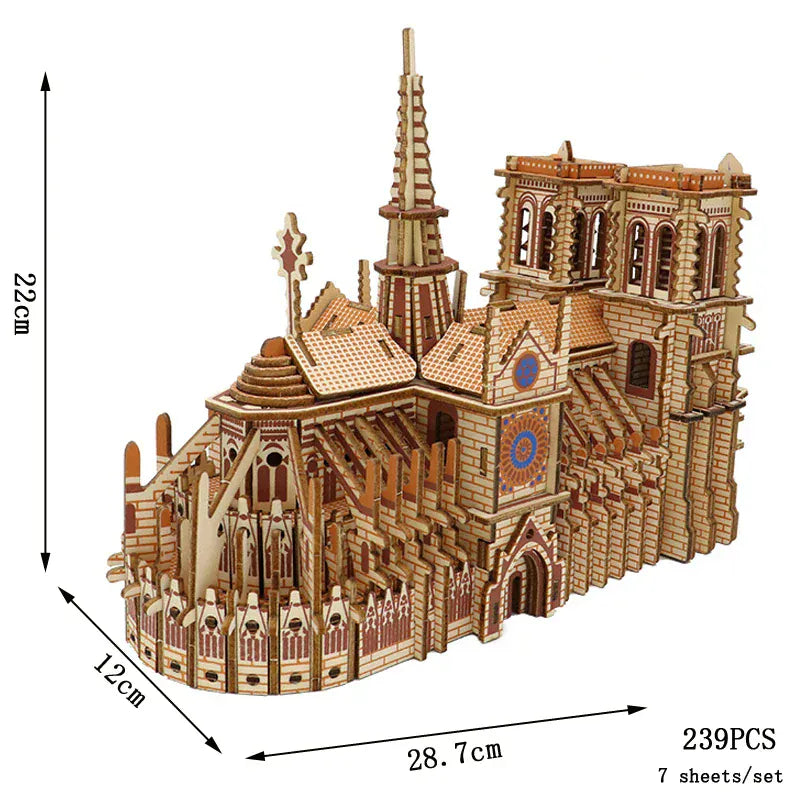 puzzle 3D en bois bus rétro style van I boutique1one Notre Dame Cathedral / CHINA