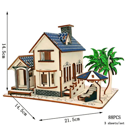 puzzle 3D en bois bus rétro style van I Full Puzzle VILLA
