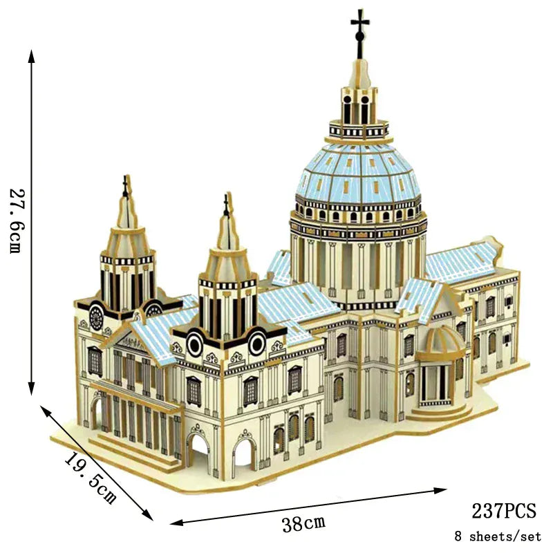 puzzle 3D en bois bus rétro style van I boutique1one St Paul s Cathedral / CHINA