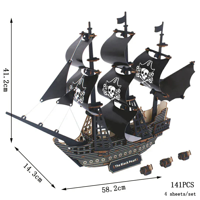 puzzle 3D en bois bus rétro style van I boutique1one The Black Pearl / CHINA