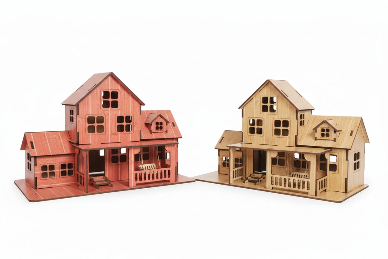 puzzle 3D maison en bois I boutique1one ALÉATOIRE BEIGE OU ROUGE
