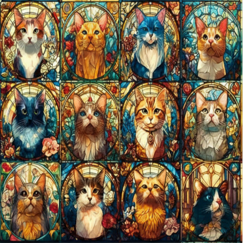 puzzle chat décor vitrail I boutique1one 12 Zodiac Cats