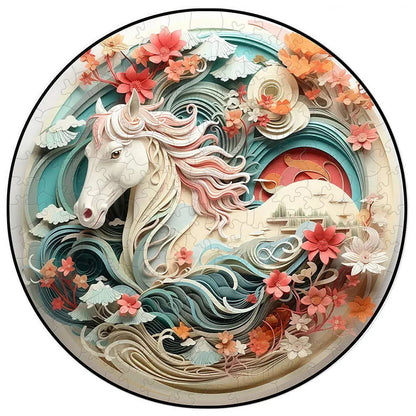 puzzle circulaire paysage animaux et autres I Full Puzzle CHEVAL BLANC-50 PCS