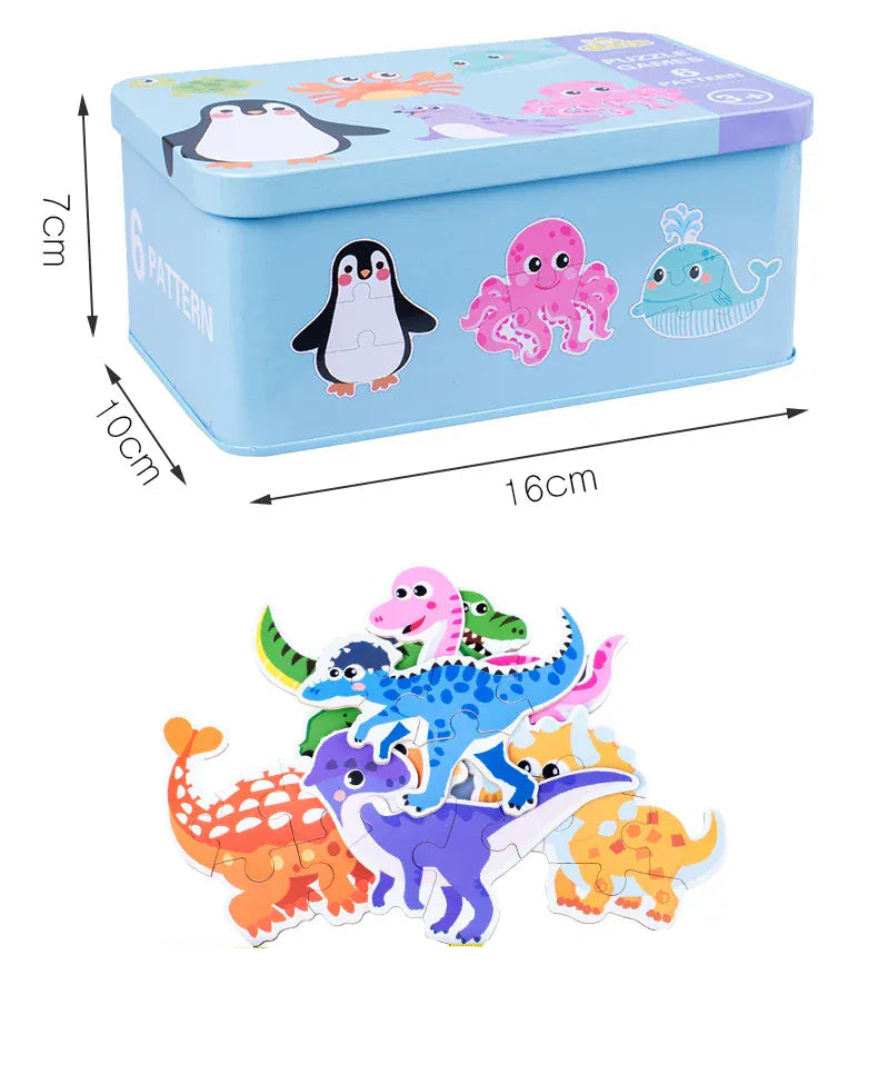 puzzle d'animaux transportables boite en metal I boutique1one