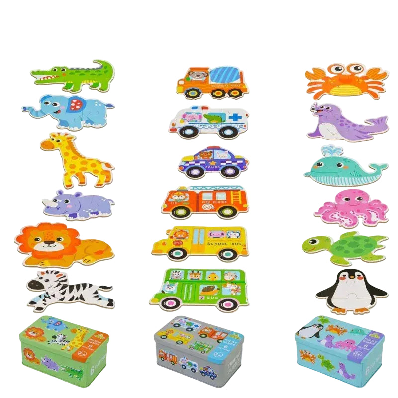 puzzle d'animaux transportables boite en metal I boutique1one