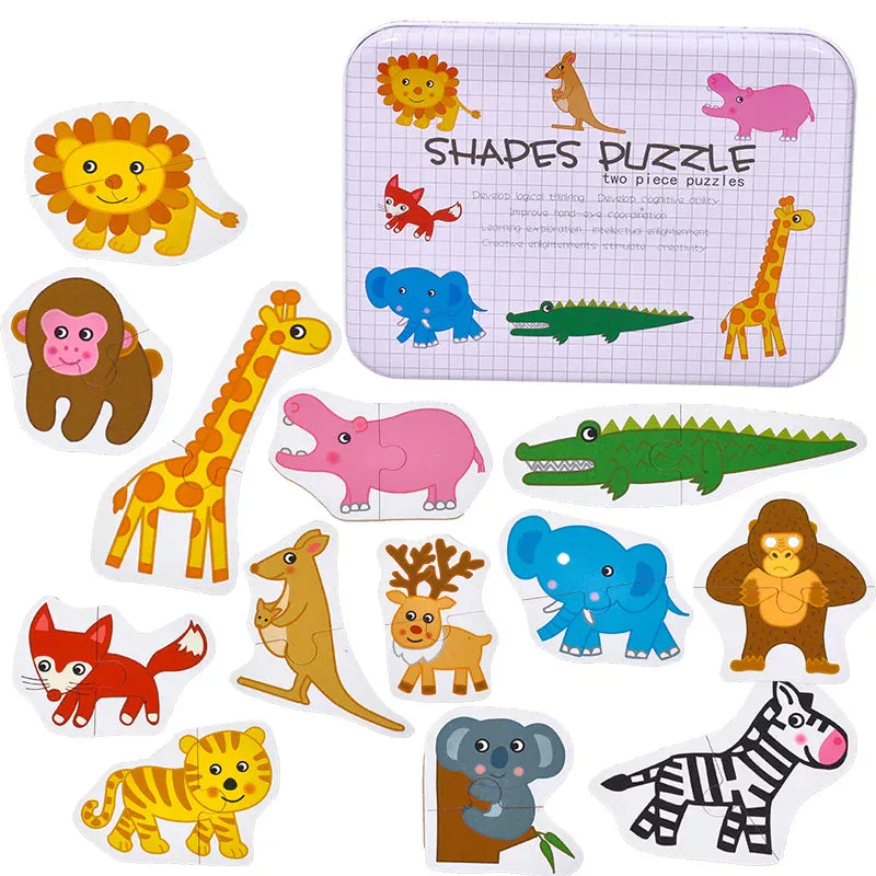 puzzle d'animaux transportables boite en metal I boutique1one New Wild Animal-S