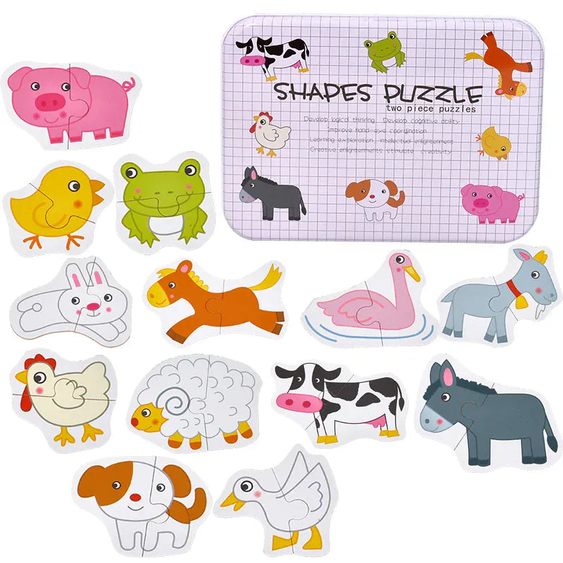 puzzle d'animaux transportables boite en metal I boutique1one Poultry-S