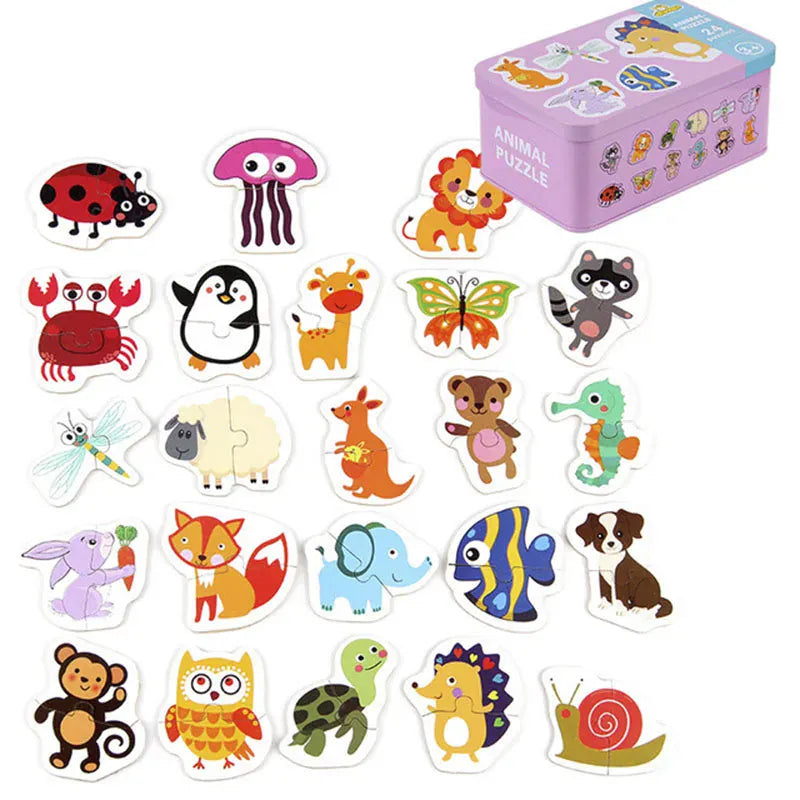 puzzle d'animaux transportables boite en metal I boutique1one TJ174 Animal