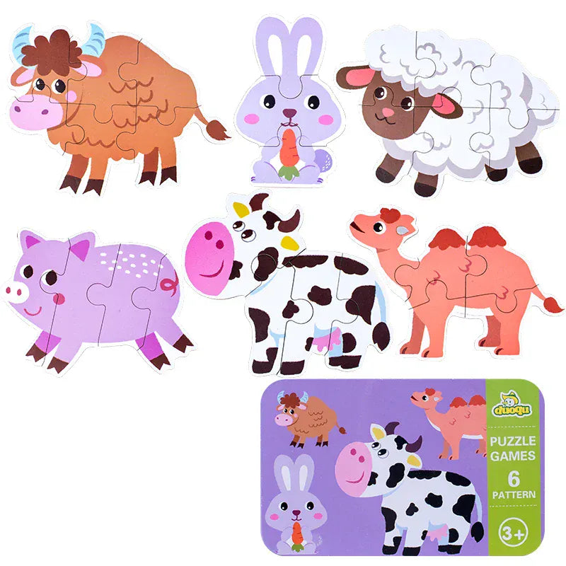 puzzle d'animaux transportables boite en metal I boutique1one TJ178 Farm Animal