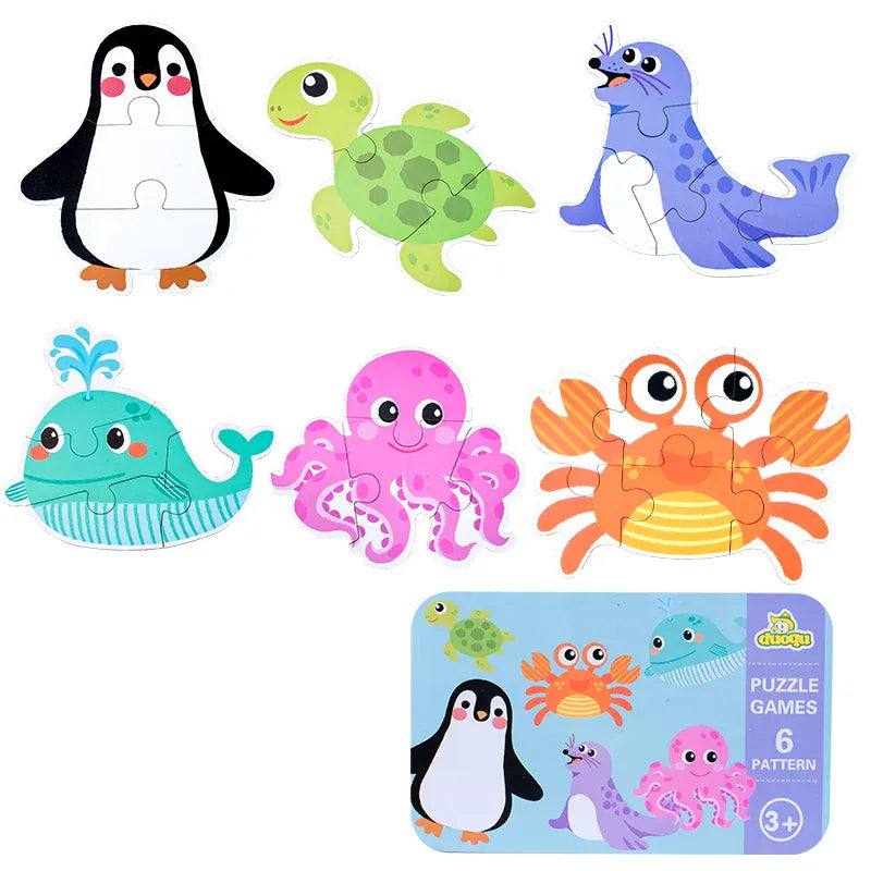 puzzle d'animaux transportables boite en metal I boutique1one TJ179 Ocean Animal