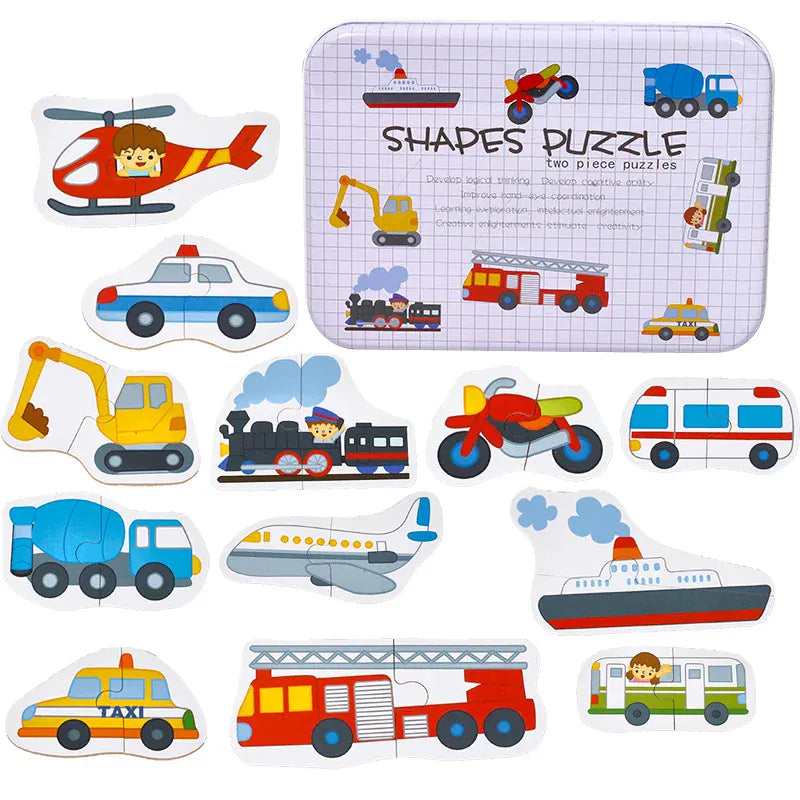 puzzle d'animaux transportables boite en metal I boutique1one Transportation-S