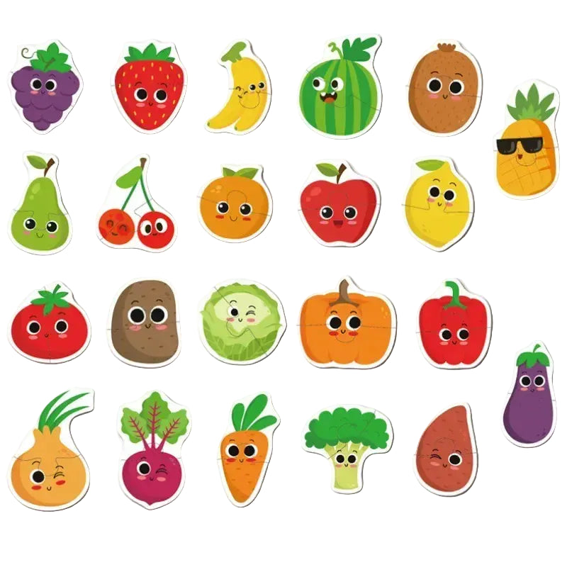 puzzle de 2 pièces animaux fruits légumes et autres I boutique1one
