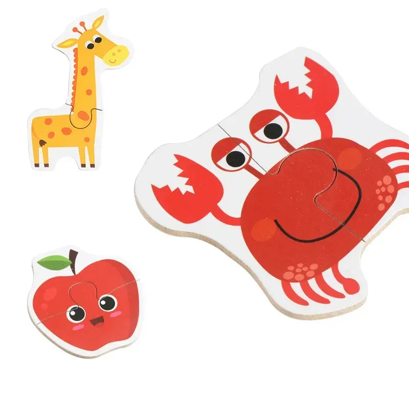 puzzle de 2 pièces animaux fruits légumes et autres I boutique1one