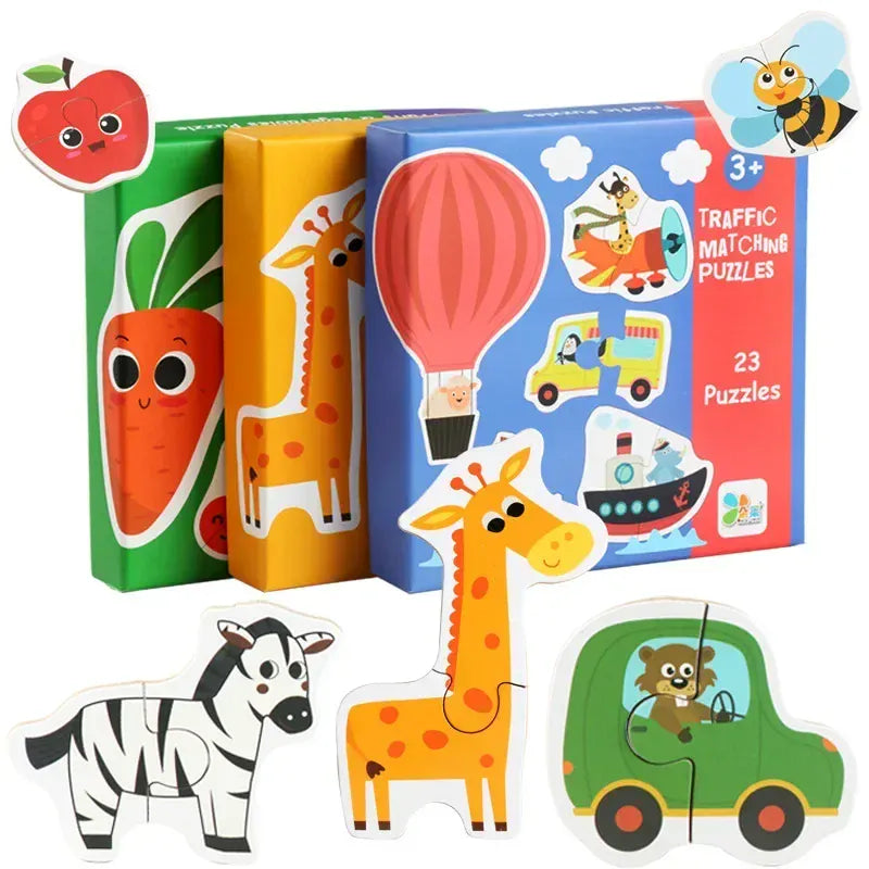 puzzle de 2 pièces animaux fruits légumes et autres I boutique1one