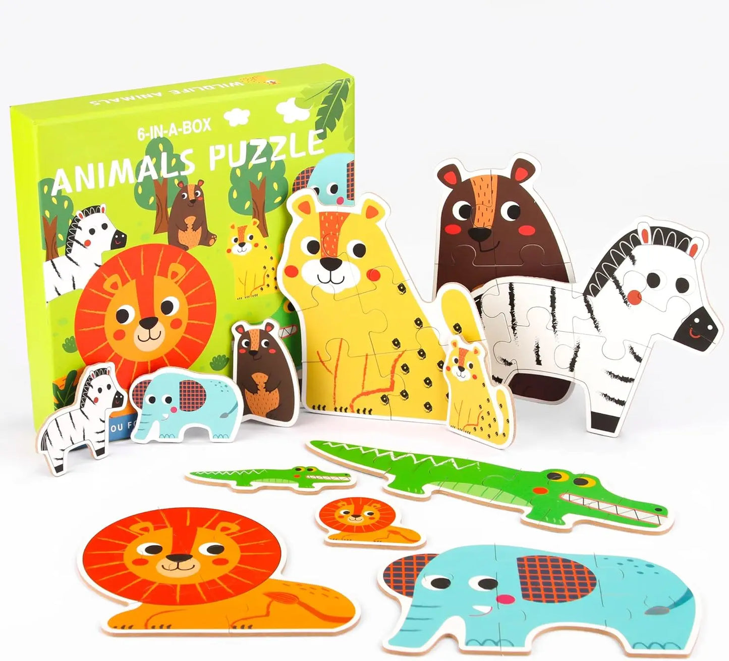 puzzle de 6 pièces animaux de la jungle I boutique1one QT-1Animals Puzzle