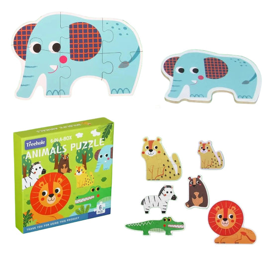 puzzle de 6 pièces animaux de la jungle I boutique1one QT-1Animals Puzzle