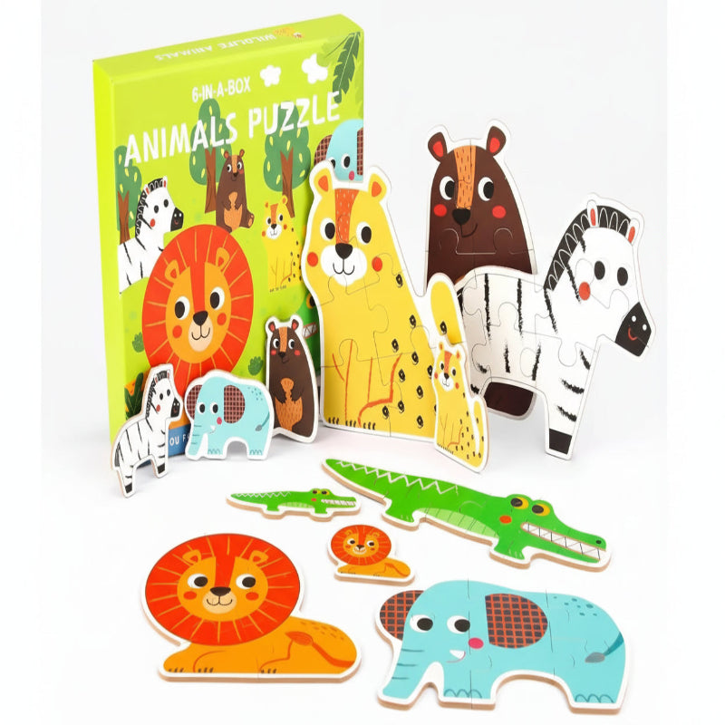 puzzle de 6 pièces animaux de la jungle I boutique1one QT-1Animals Puzzle