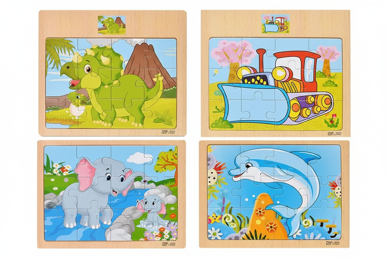 puzzle en bois 12 pièces moto animaux et autres I boutique1one