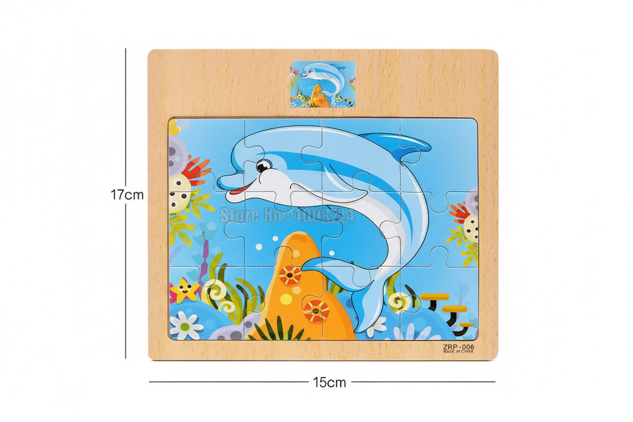 puzzle en bois 12 pièces moto animaux et autres I boutique1one