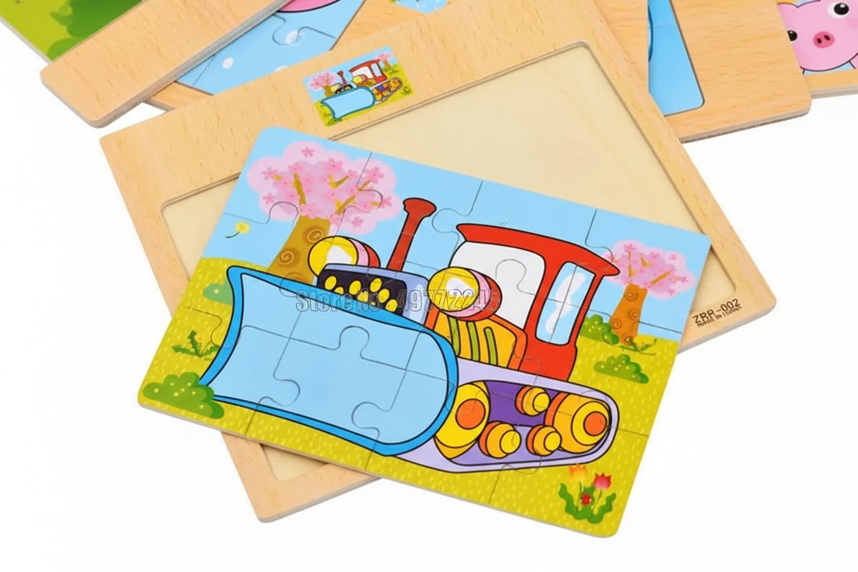 puzzle en bois 12 pièces moto animaux et autres I boutique1one