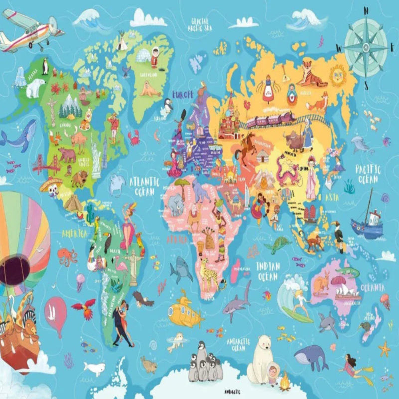 puzzle enfant carte du monde I boutique1one -75x50cm-1000pcs
