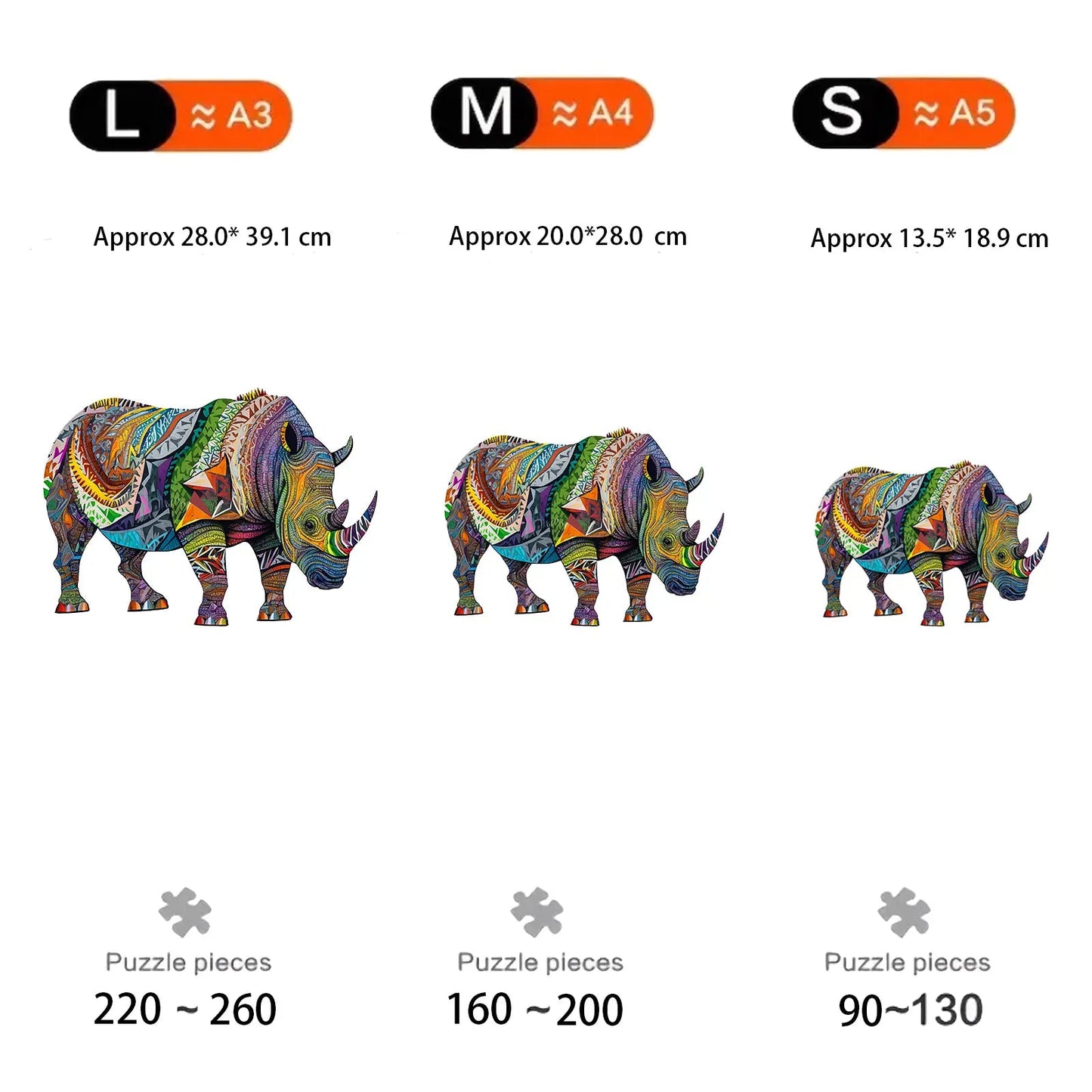puzzle rhinocéros coloré I boutique1one
