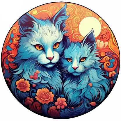 puzzles formes originales animaux I Full Puzzle A3-140 PCS CHAT BLEU