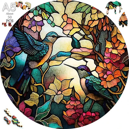 puzzles ronds d'animaux et Paris I Full Puzzle A5 COUPLE COLIBRI